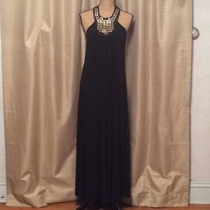Amanda Charles floor length halter dress.